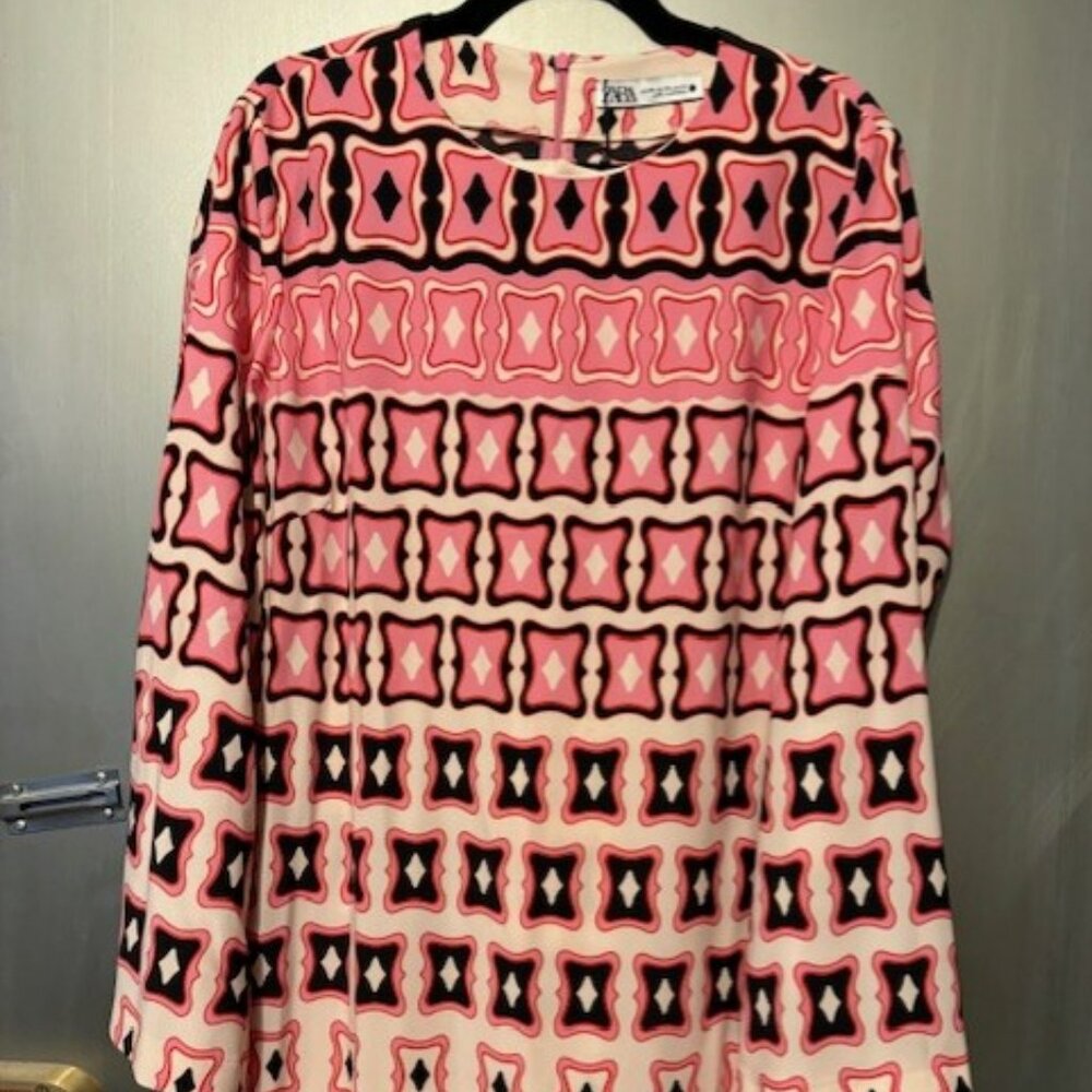 RETRO / BOHO 1970’sTUNIC GEOMETRIC DRESS - RARE - Picture 9 of 16
